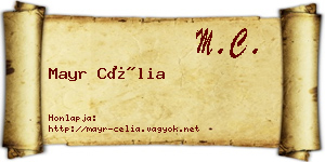 Mayr Célia névjegykártya